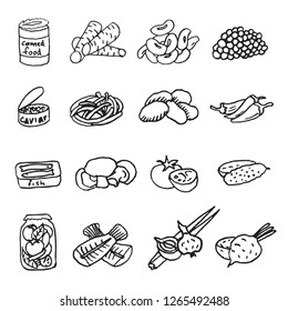 Healthy food hand drawn sketch set. Big collection of doodle vector illustrations isolated on white background