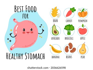 Healthy Food For Happy Stomach Isolated Infographic Design Element