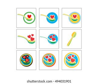 healthy food heart love logo image vector icon set