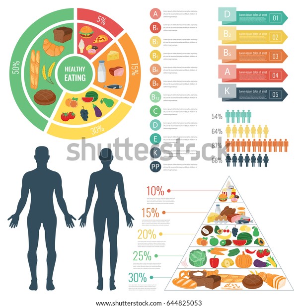 人体に健康な食べ物 健康的な食事のインフォグラフィック 食べ物と飲み物 ベクターイラスト のベクター画像素材 ロイヤリティフリー