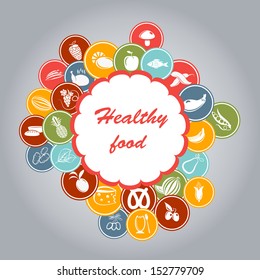 Healthy food icon background.All objects are grouped separately.