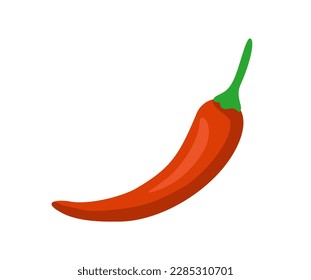 Healthy food icon. Colorful sticker with spicy red chili pepper. Organic natural vegetable for spices. Healthy lifestyle and diet. Cartoon flat vector illustration isolated on white background