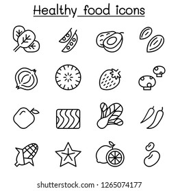 Healthy food icon set in thin line style