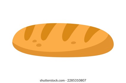 Icono de comida saludable. Pegatina con una deliciosa hogaza de harina de trigo. Pan caliente recién hecho o bollería de panadería. Estilo de vida saludable y dieta. Dibujo vectorial plano de dibujos animados aislado en fondo blanco