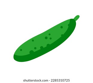 Healthy food icon. Sticker with fresh cucumber. Delicious ripe ingredient for cooking. Organic vegetable. Healthy lifestyle and diet. Cartoon flat vector illustration isolated on white background