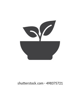 Healthy Food Icon Vector, Plant In A Bow Filled Flat Sign, Solid Pictogram Isolated On White, Logo Illustration