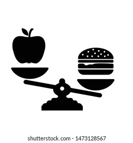 healthy food icon. vegan icon. Apple is better than fast food. 