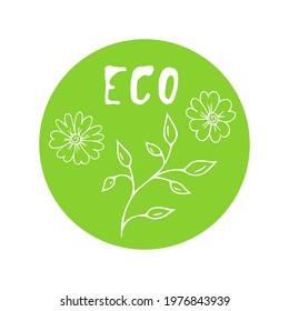 Healthy food icon,round label.Logo for natural products,for vegetarian food. Packaging emblem.Organic bio nutrition, non-GMO.Isolated. Vector illustration.