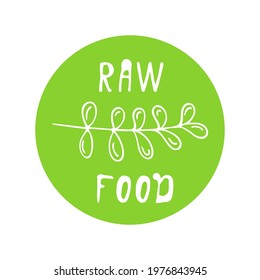 Healthy food icon,round label.Logo for natural products,for vegetarian food. Packaging emblem.Organic bio nutrition, non-GMO.Isolated. Vector illustration.