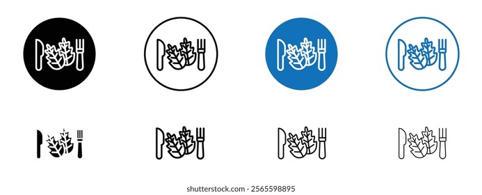 Healthy food icons in black and blue colors
