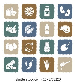 Healthy Food Icons. Grunge Color Flat Design. Vector Illustration. 
