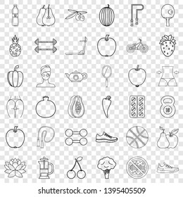Healthy food icons set. Outline style of 36 healthy food vector icons for web for any design