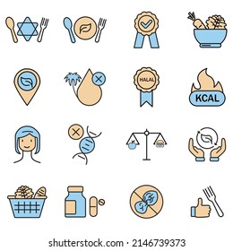 Healthy Food icons set . Healthy Food pack symbol vector elements for infographic web