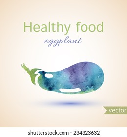 healthy food illustration of watercolor eggplant. vector