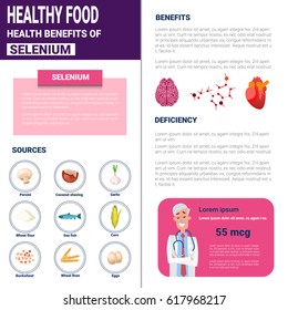 Healthy Food Infographics Products With Vitamins And Minerals, Health Nutrition Lifestyle Concept Flat Vector Illustration