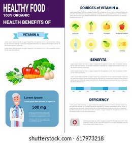 Healthy Food Infographics Products Vitamins Minerals Stock Vector 