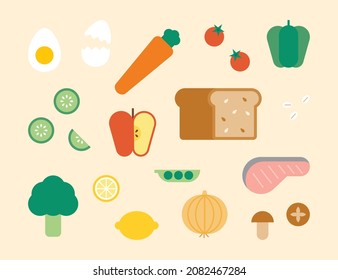 Healthy food ingredients. flat design style vector illustration.