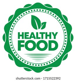 Healthy Food Label. Vector Green Icon.