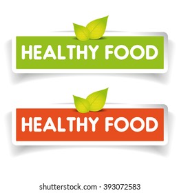 Healthy food label vector set