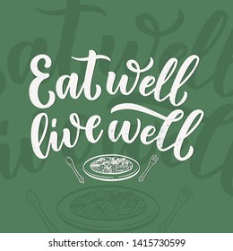 Healthy food lettering for banner design. Organic nutrition eco product. Vector illustration