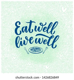 Healthy food lettering for banner design. Organic nutrition eco product. Vector illustration