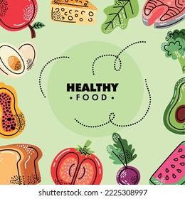 healthy food lettering frame poster