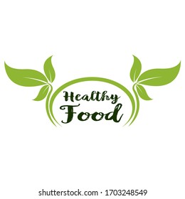 Healthy Food Lettering in Round Frame vector