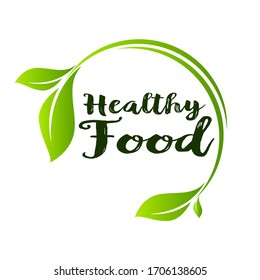 Healthy Food Lettering Round Frame Vector Stock Vector (Royalty Free ...