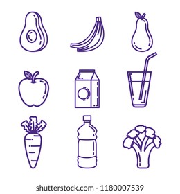 healthy food lifestyle icons