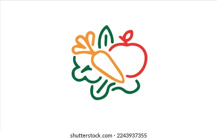 Icono de línea de alimentos saludables. Signo de contorno vectorial de frutas y verduras