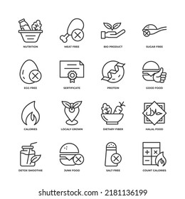 Healthy Food line icons set, outline vector symbol collection, linear style pictogram pack. Signs, logo illustration.
