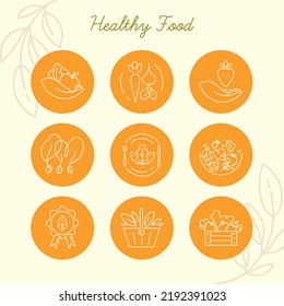 Healthy food line icons. Vector illustration. EPS 10.
