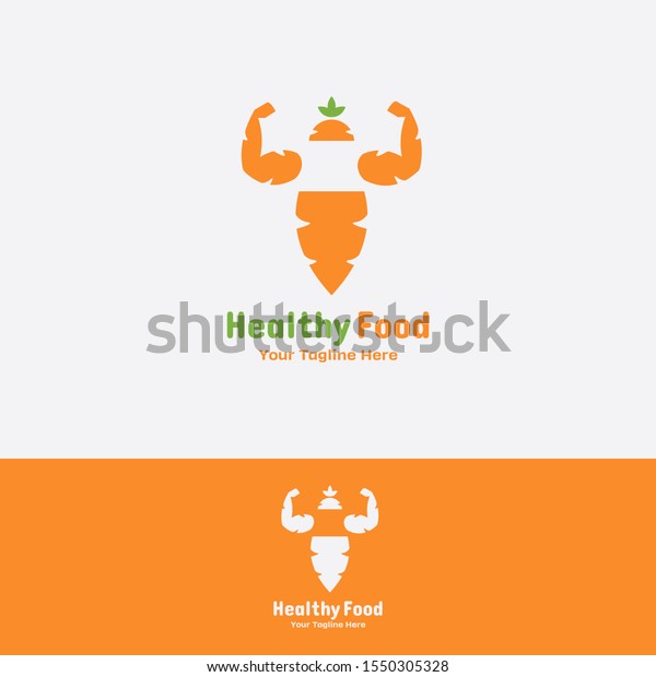 Healthy Food Logo Amazing Vegan Carrot Stock Vector Royalty Free