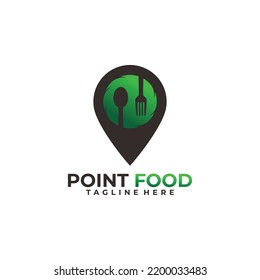healthy food logo concept, point food logo design template