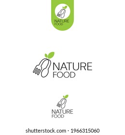 Healthy food logo. concept logo, with the symbol of a fork and leaf. Can be for restaurants, healthy food products, website logos for food consultants and others