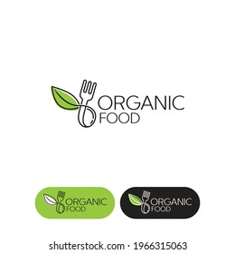 Healthy food logo. concept logo, with the symbol of a fork and leaf. Can be for restaurants, healthy food products, website logos for food consultants and others