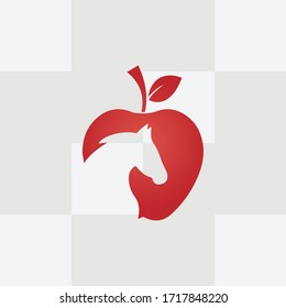 Healthy food logo design concept. Fruit and juice icon with horse theme.