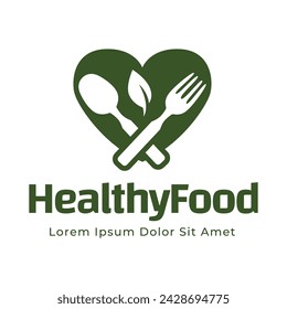 healthy food logo design with leaf elements.  Organic food vector design