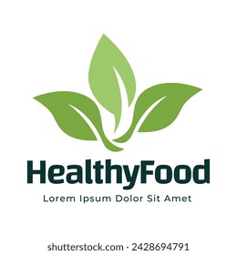 healthy food logo design with leaf elements.  Organic food vector design