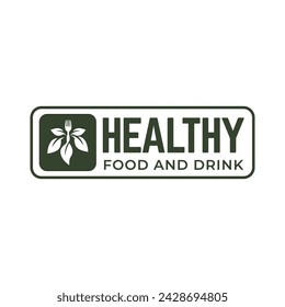 healthy food logo design with leaf elements.  Organic food vector design