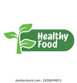 healthy food logo design with leaf elements.  Organic food vector design