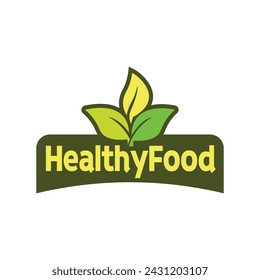 healthy food logo design with leaf elements.  Organic food vector design