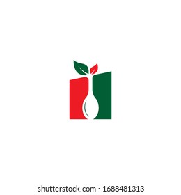 Healthy Food Logo design . Organic Food Logo . Natural Organic Food Logo With Cutlery And Leaves.