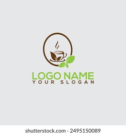 healthy food logo design with spoon and leaf elements