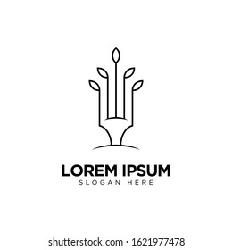 Healthy Food Logo with Fork and Leaf, Restaurant Logo Design Template