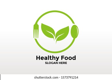 Healthy Food logo icon, Food logo design template vector, Cafe or Restaurant emblem