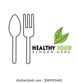 healthy food logo icon mascot for company brand design, eco green food, helathy food logo design, salad logo with vintage style, leaf logo vector.