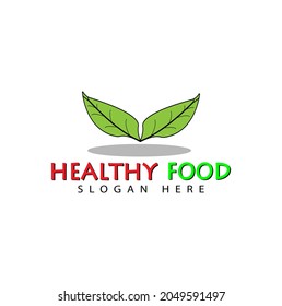 healthy food logo icon mascot for company brand design, eco green food, helathy food logo design, salad logo with vintage style, leaf logo vector.