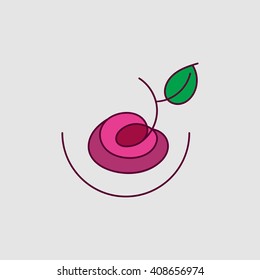 Healthy food logo. Plum icon. Vegetarian symbol. Organic food concept. Vector illustration.
