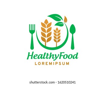 Healthy food logo symbol or icon template